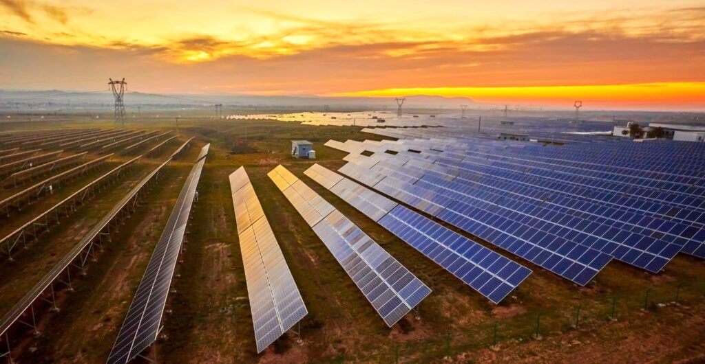 Solar,Photovoltaic,Photographed,Before,Sunrise